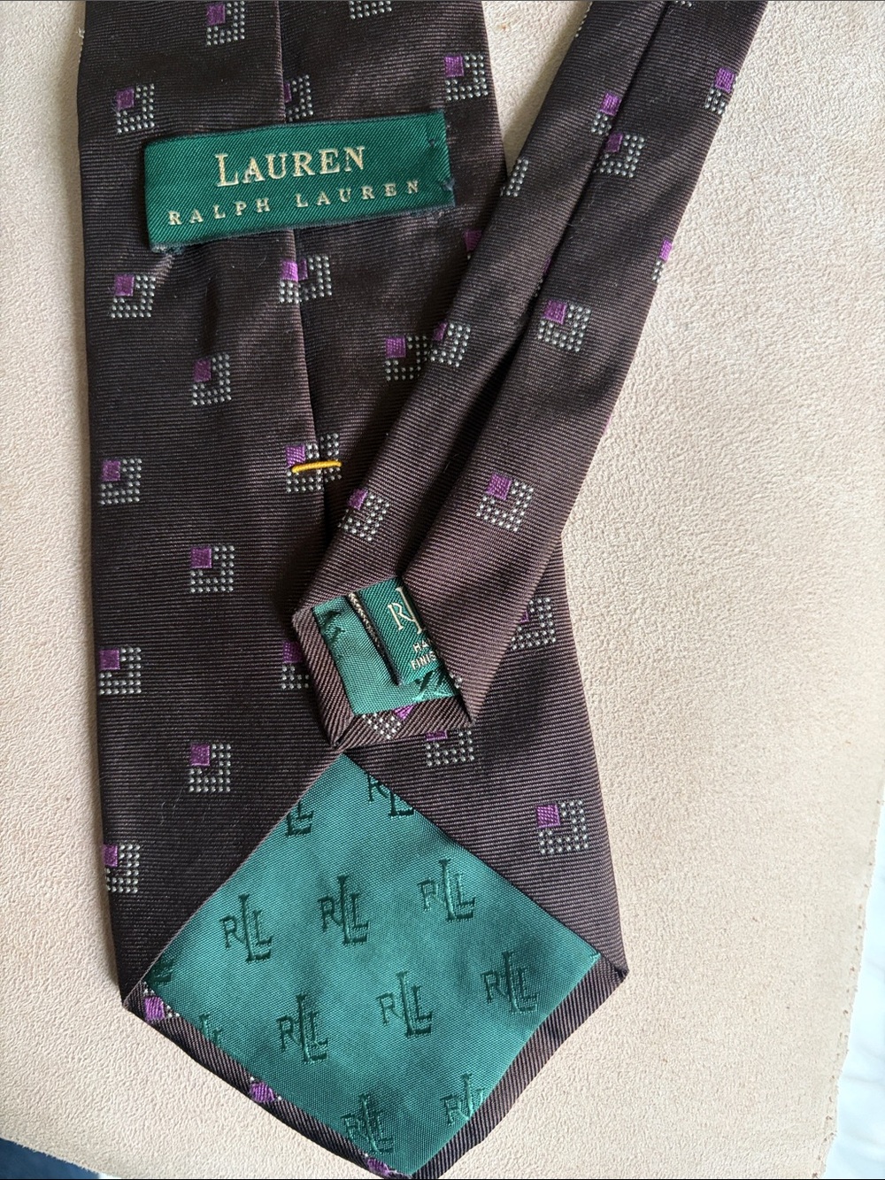 Lauren Ralph Lauren Brown Tie with Purple Accents